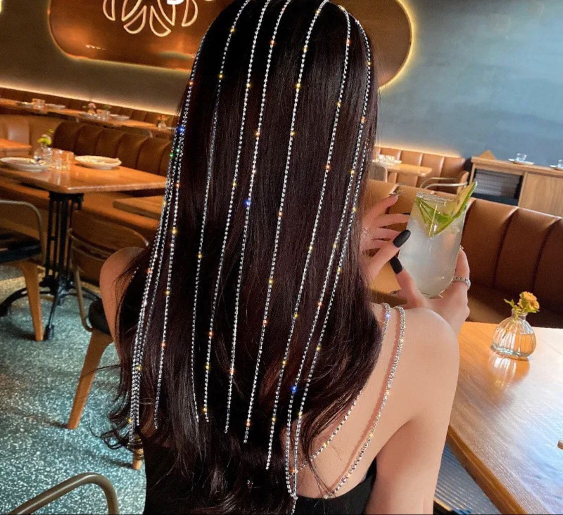 Girls Rhinestone Tessel Hairs Chain
